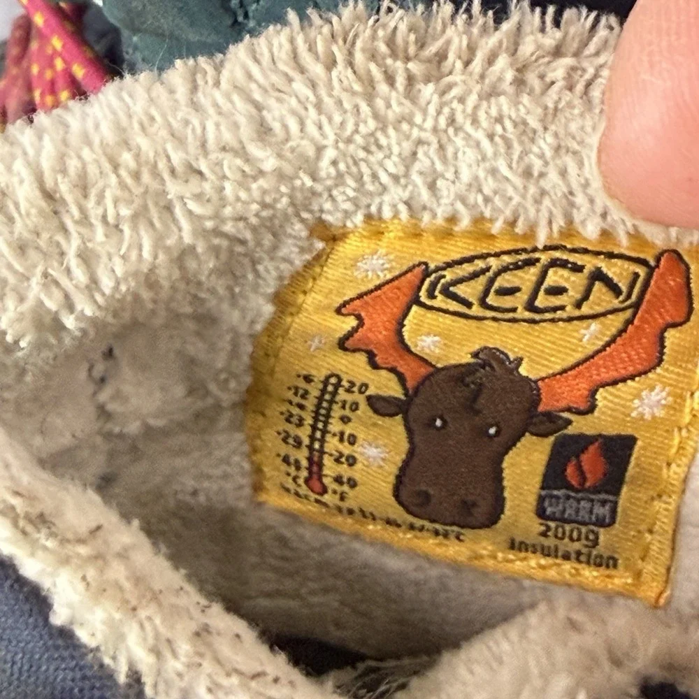 KEEN Kids Winter‎ Boots Size 10 Teal Green Insulated Fleece Lined Snow